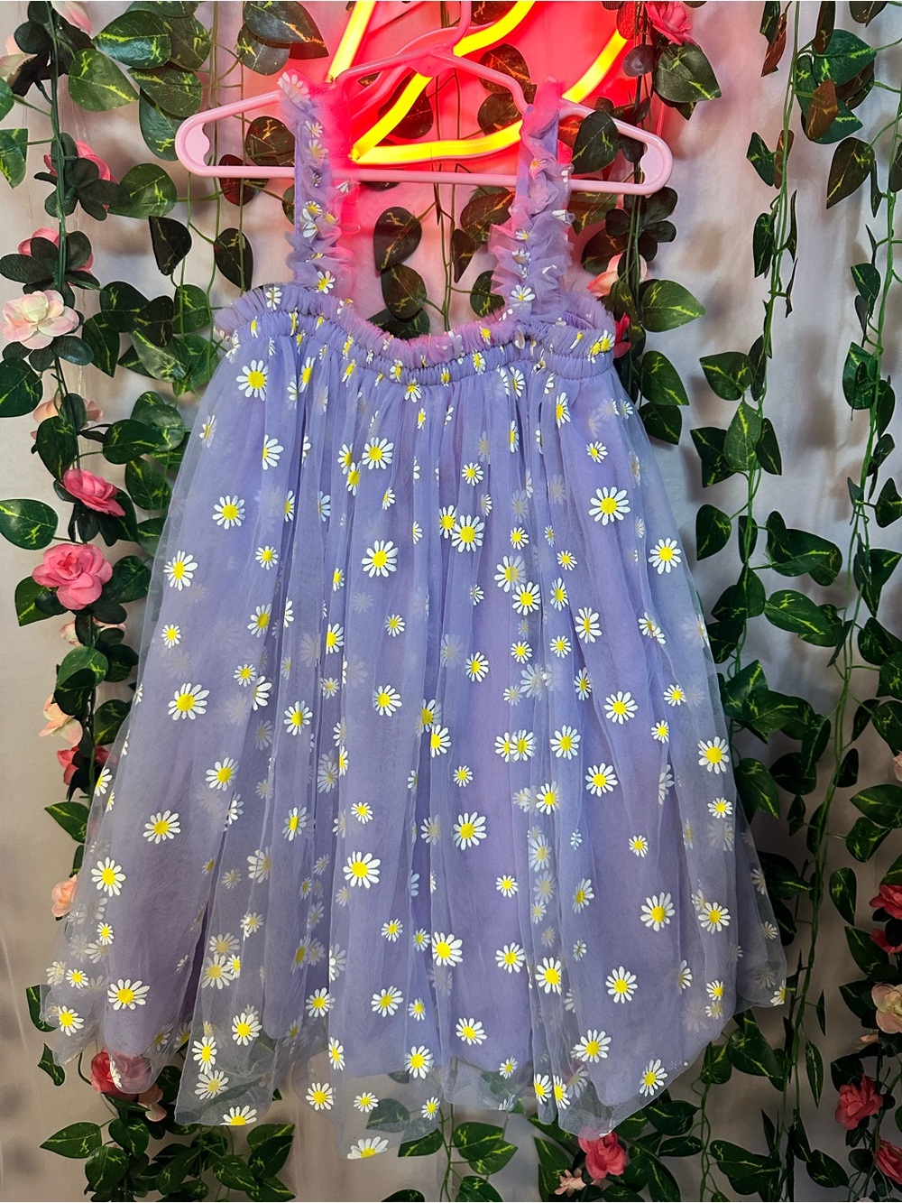 Lola + The Boys Lavender Daisy Tulle Dress